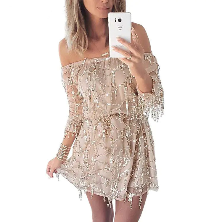 Sequin Dress, Short Formal Dress, Fringe Dress