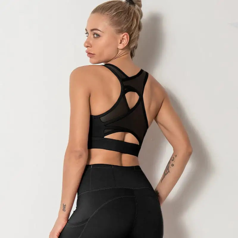 Sports Mesh Stitching Beauty Back Bra