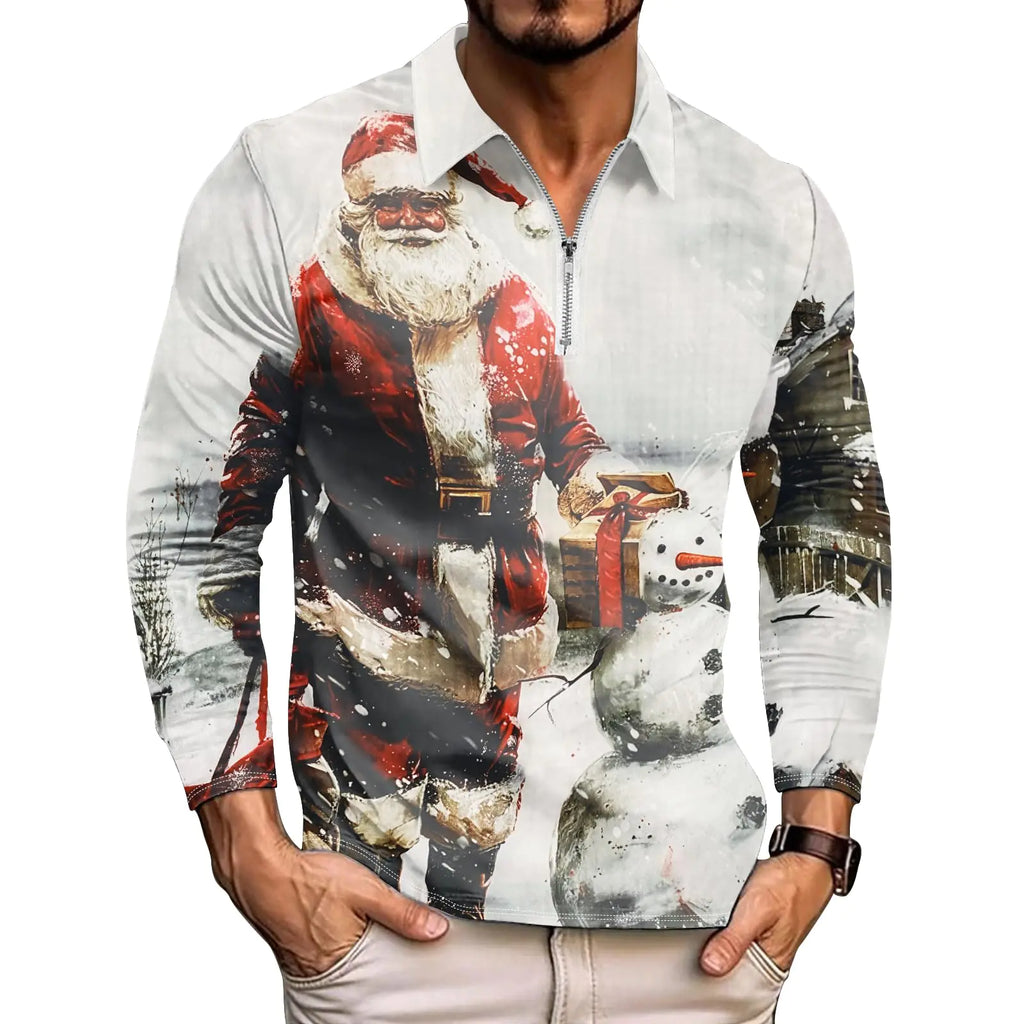 Christmas Shirts for Men Xmas Lights Red Santa Hat Family Shirt Button Collar Shirts，Casual Shirts with Long Sleeves Slim Fit Shirts White Santa Claus