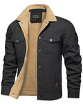 BIYLACLESEN Mens Lapel Collar Jackets Winter Warm Outwear Jackets Slim Fit Military Jackets Thick Thermal Winter Fleece Coat Casual Cargo Outwear with 5 Pockets